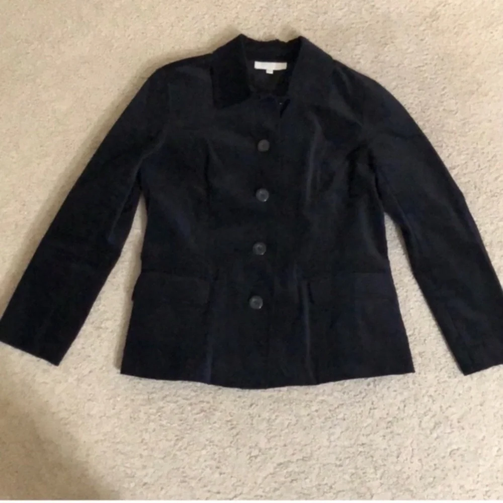 Talbots velvet knit tapered blazer jacket, button down, business casual, petite - Picture 1 of 8